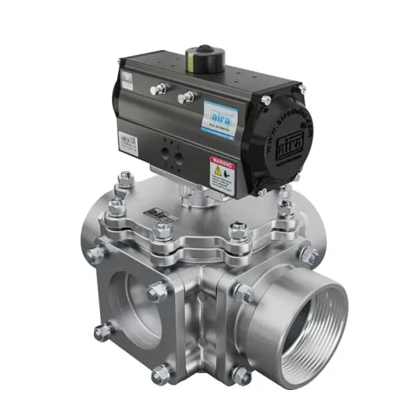 3 way multi port screwed end ball valve for diverting flow, supplied in Nepal
