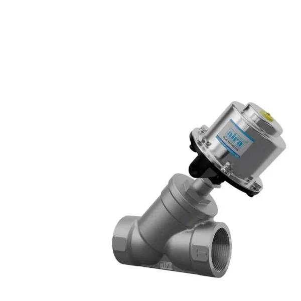 Angle type stainless steel cap screwed pneumatic control valve, CE approved, supplied in Nepal