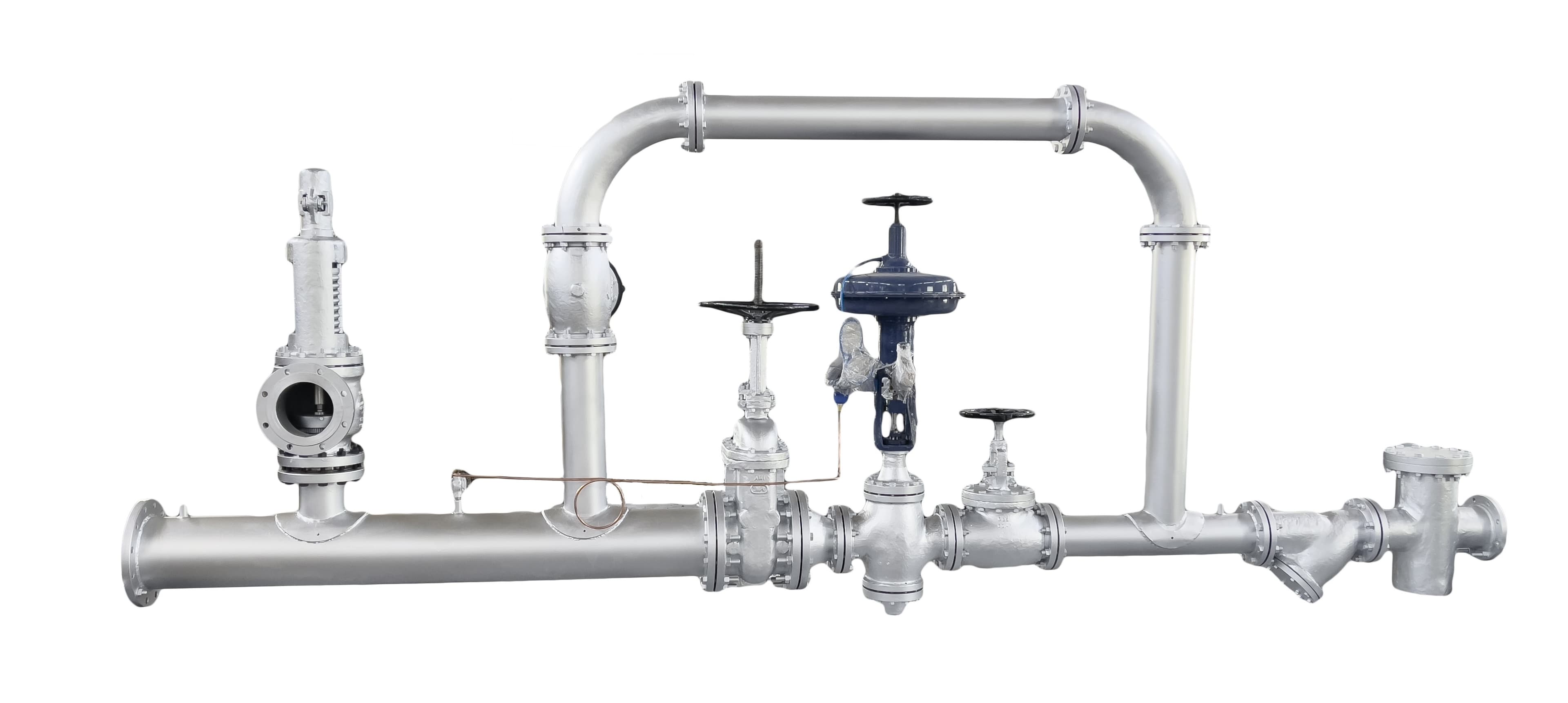 Factory-assembled steam pressure reducing station, supplied in Nepal
